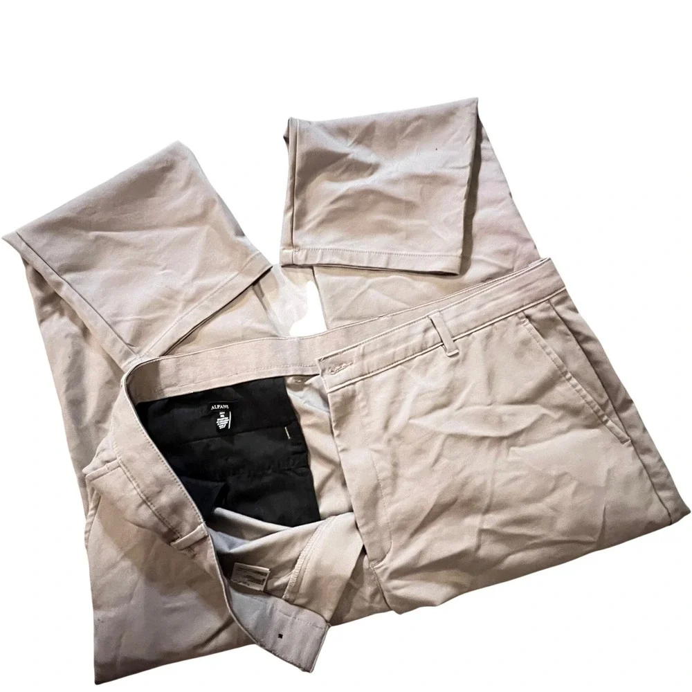 Alfani Men Beige Khaki Flat‎ Front Casual Dress Pants Chinos Size 38x30